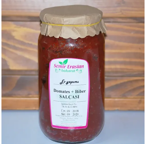 Ev Yapımı Domates Salçası + Tatlı Biber Salçası Cam Kavanoz 1100 Gr