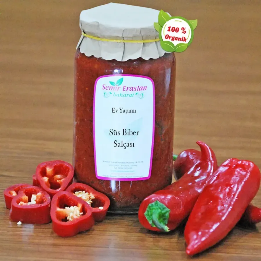 Süs Biberi Salçası Ev Yapımı Cam Kavanoz 1100 Gr
